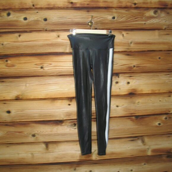 SPANX Black Faux Leather Stripe Leggings M - Picture 3 of 8